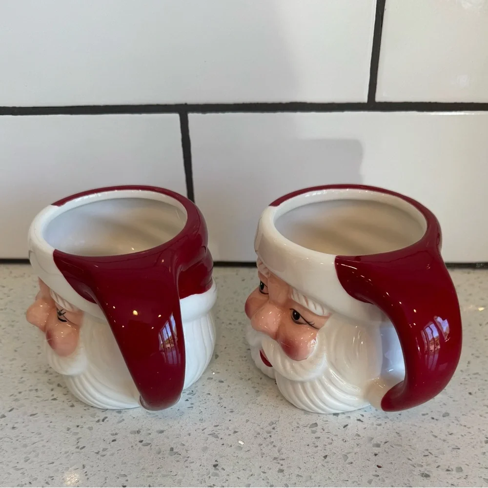 🎄 NWT Pottery Barn Santa Claus Figural Mugs – Set of 2 | 16 oz